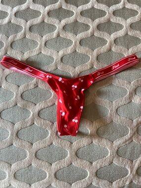 PINK Red Cherry Thong Panty